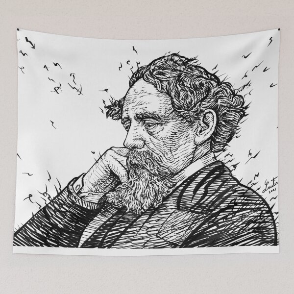 Item preview, CHARLES DICKENS - ink portrait .1 designed and sold by lautir.