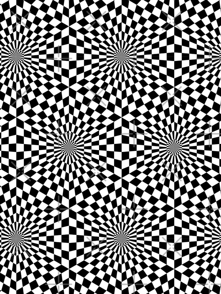 Op art geometric pattern, hypnotic black and white print by elfina