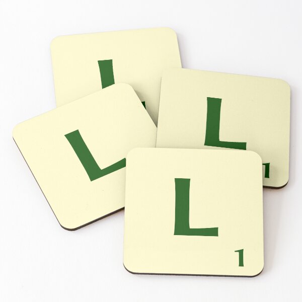 Ficha de Scrabble de la L de 1 punto Posavasos (lote de 4)