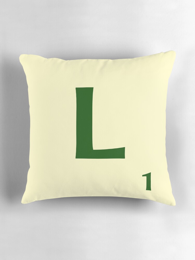 Imagen 3 de 4, Cojín con la obra Ficha de Scrabble de la L de 1 punto, diseñada y vendida por fgrdisseny.