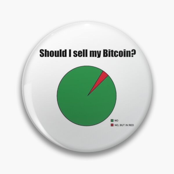 Artikelvorschau, Soll ich mein Bitcoin verkaufen? Nein, nein, aber in rotem, lustigem Krypto-Mem entworfen und verkauft von SurbDesigns.
