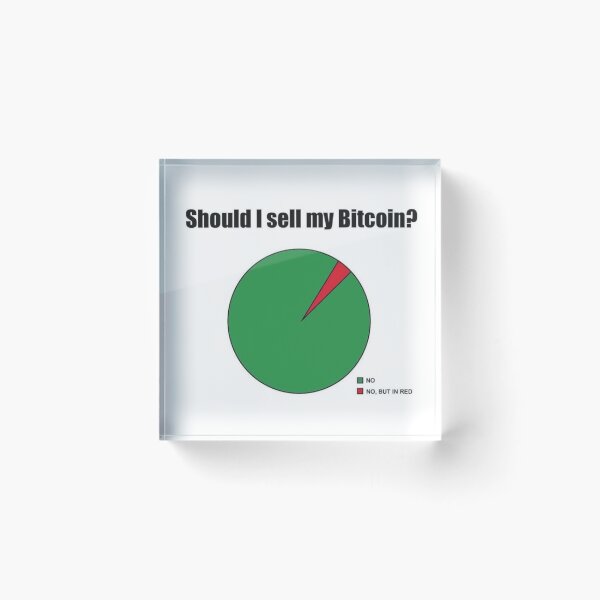 Item preview, Should I sell my Bitcoin? No, No but in red, funny crypto meme designed and sold by SurbDesigns.