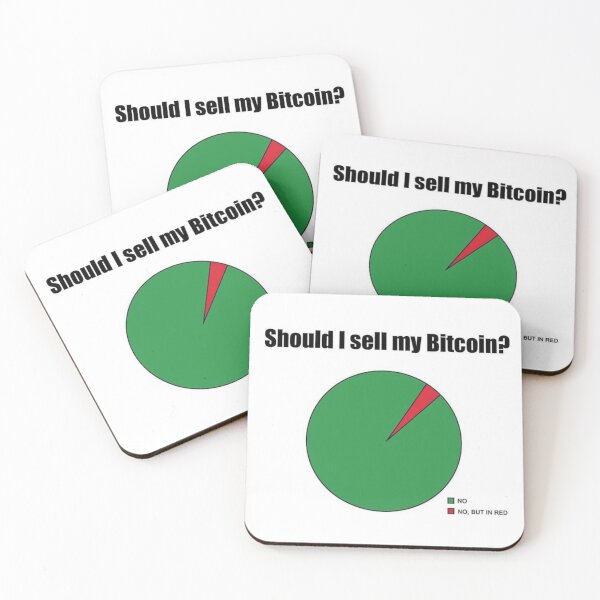 Item preview, Should I sell my Bitcoin? No, No but in red, funny crypto meme designed and sold by SurbDesigns.