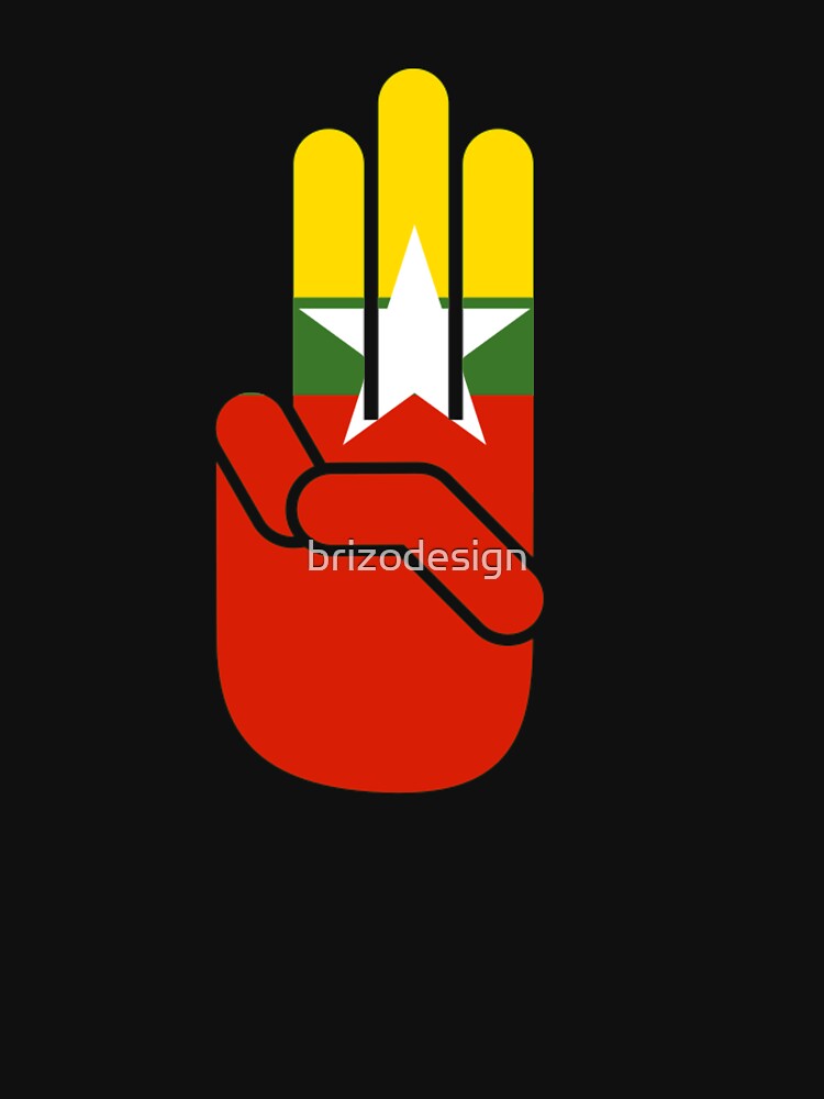 "Myanmar Flag Three Finger Salute" T-shirt by brizodesign | Redbubble