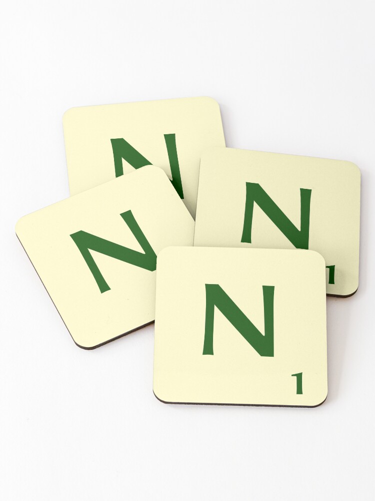 Imagen 1 de 5, Posavasos (lote de 4) con la obra Ficha de Scrabble de la N de 1 punto, diseñada y vendida por fgrdisseny.