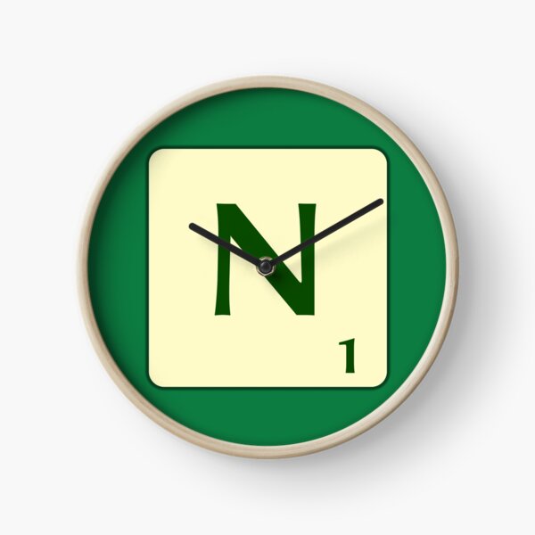 Ficha de Scrabble de la N de 1 punto Reloj