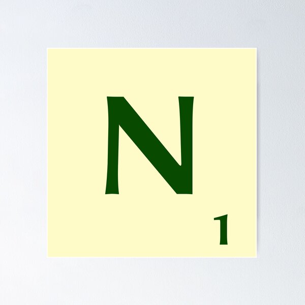 Ficha de Scrabble de la N de 1 punto Póster