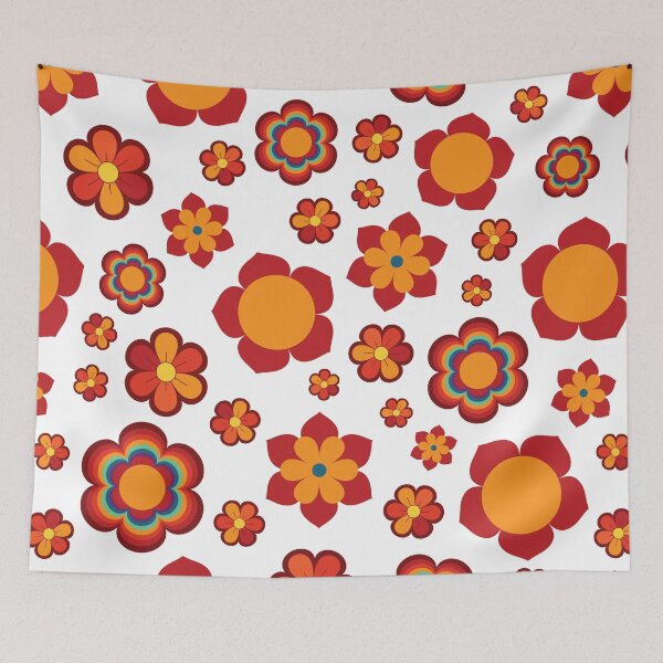 Item preview, White Multicolor Flower Power Seamless Repeat Pattern designed and sold by ClaudiaFlores.