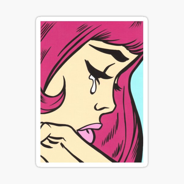 Pink Crying Comic Girl Sticker For Sale By Turddemon Redbubble 