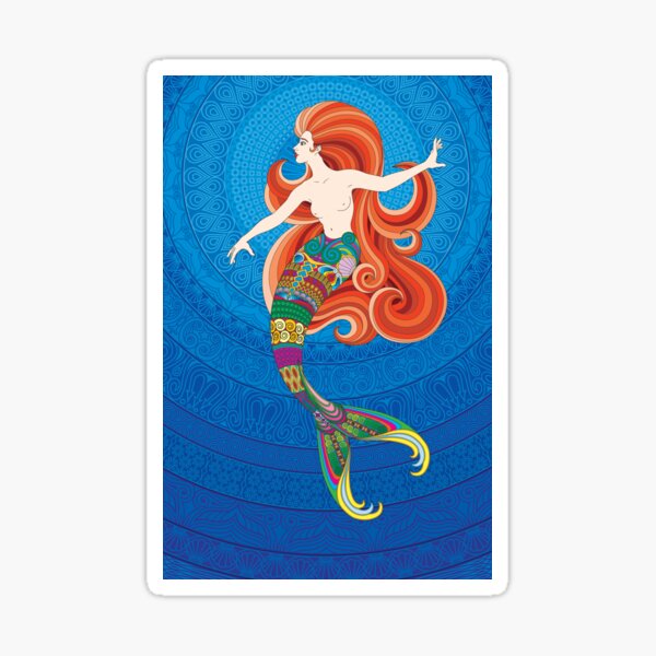 Mermaid on patterned background Sticker