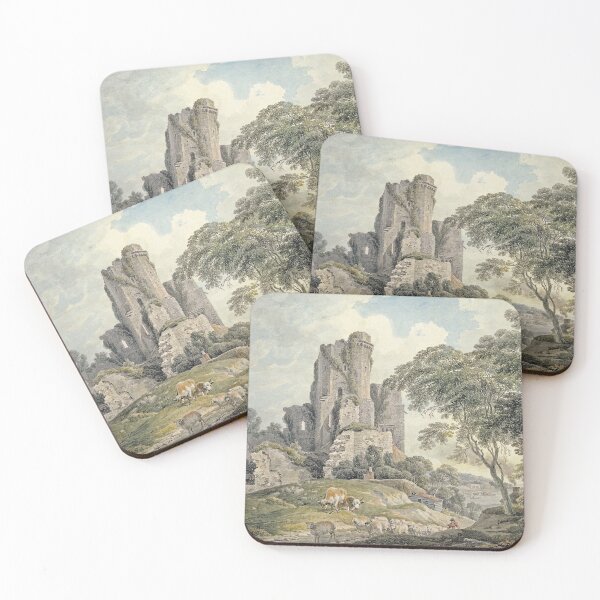 Item preview, Old Castle Ruins Watercolor Painting designed and sold by softbluehum.