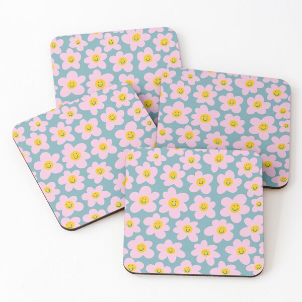 Item preview, Happy Flower Field - navy smiles  designed and sold by Home with Lola.