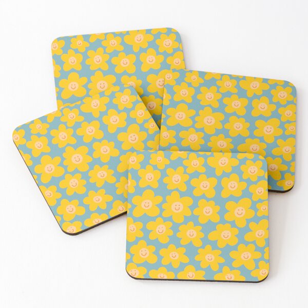 Item preview, Happy Flower Field - Yellow and Pink smiles designed and sold by Home with Lola.