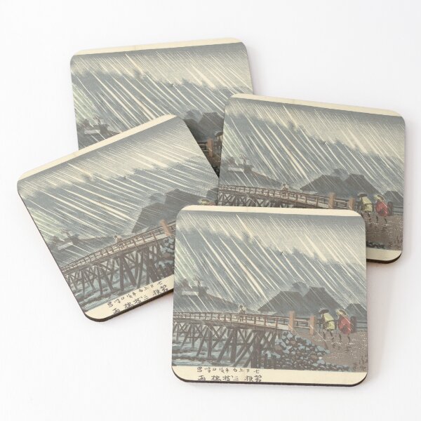 Item preview, Rain At Sanmaibashi In Hakone (1880 - 1882) Kobayashi Kiyochika (Japanese, 1847-1915) designed and sold by sunny-007.