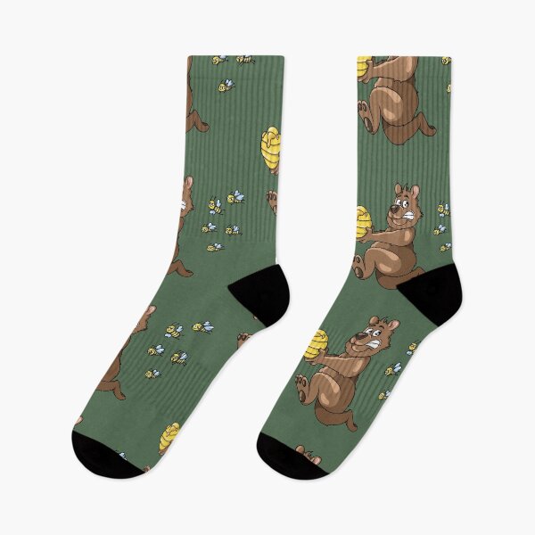 Item preview, Running brown bear swarm of bees bee hive designed and sold by ARTemyzz.