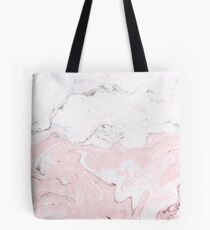 Pink and White Marble Print Tote Bag