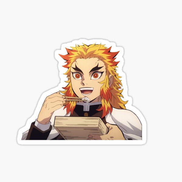 Rengoku Eating Sticker By Cxcathyy Redbubble