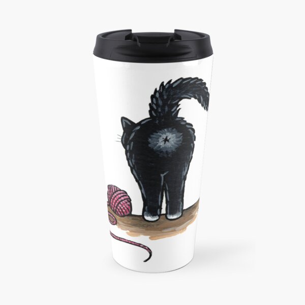 Black Cat Butt Travel Mug