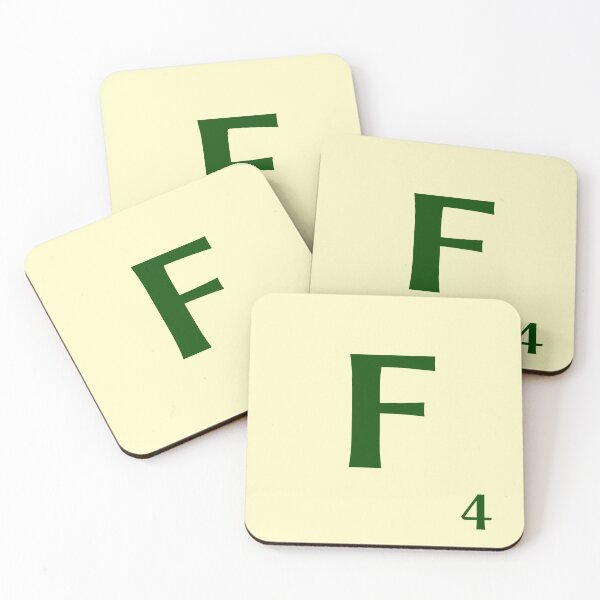 Ficha de Scrabble de la F de 4 puntos Posavasos (lote de 4)