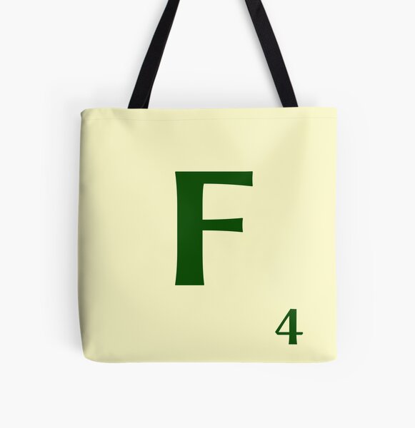 Ficha de Scrabble de la F de 4 puntos Bolsa estampada de tela