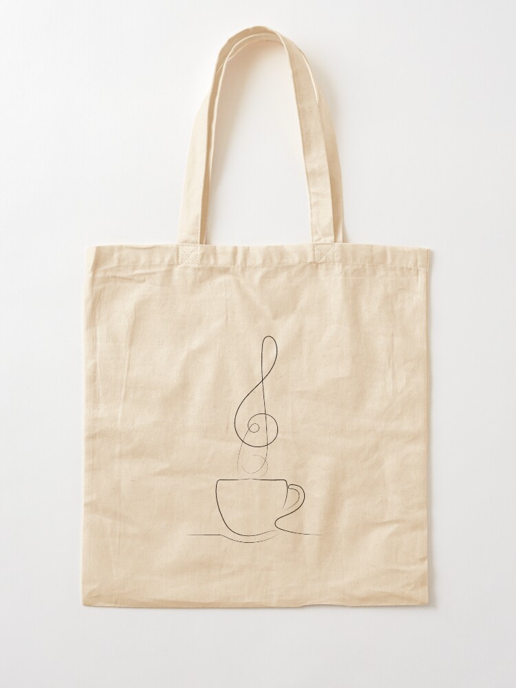 Coffee And Music One Line Art One Line Artist Minimal Art One Line  Art Minimalist Tote Bag