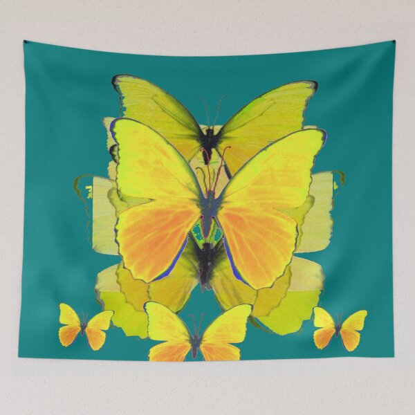 Item preview, TEAL YELLOW BUTTERFLIES PATTERN ART designed and sold by sharlesart.