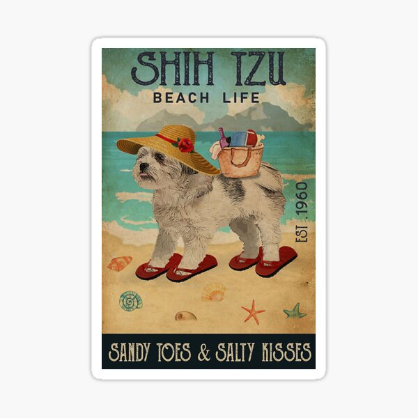 Beach Life Sandy Toes Shih Tzu Sticker