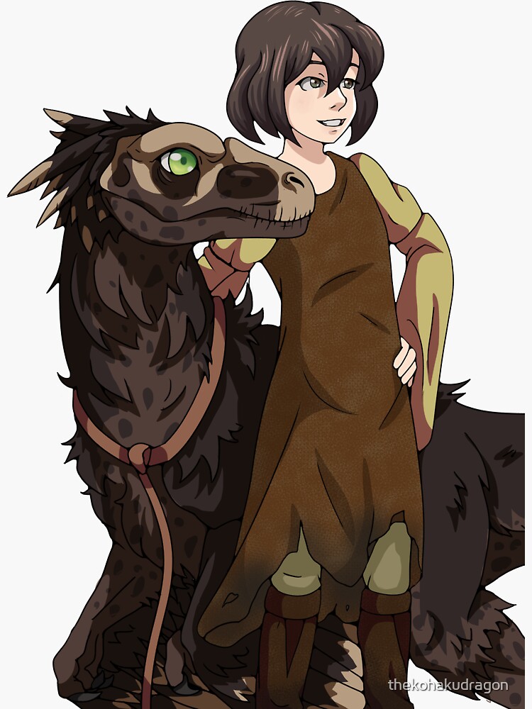 A Girl And Her Dinosaur Sticker For Sale By Thekohakudragon Redbubble 