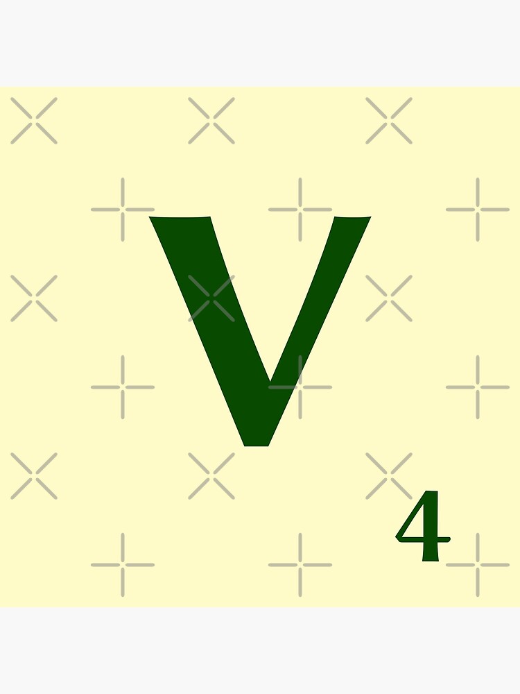 Imagen 4 de 4, Cojín con la obra Ficha de Scrabble de la V de 4 puntos, diseñada y vendida por fgrdisseny.