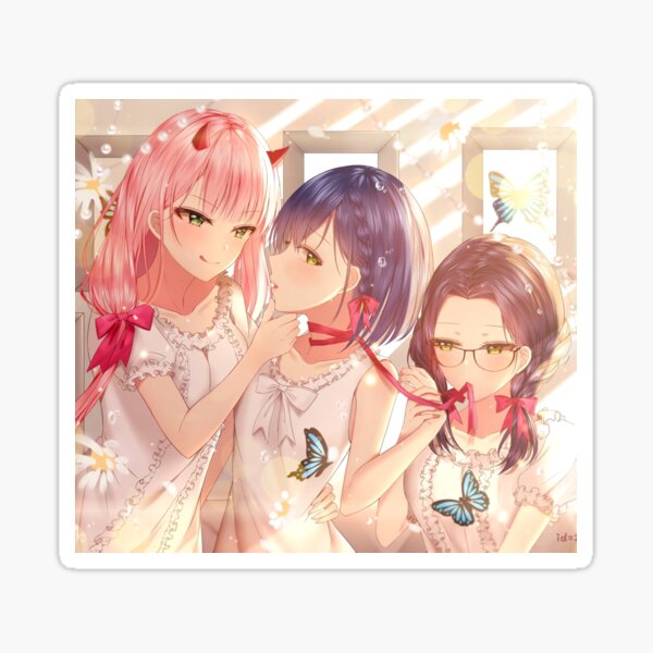 Anime. Darling in the FranXX art. Zero Two. Kokoro. Miku. Ichigo. Ikuno  Sticker for Sale by LezaZechel