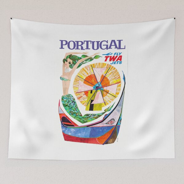 Item preview, 1960 PORTUGAL Fly TWA Mermaid Travel Poster designed and sold by retrographics.