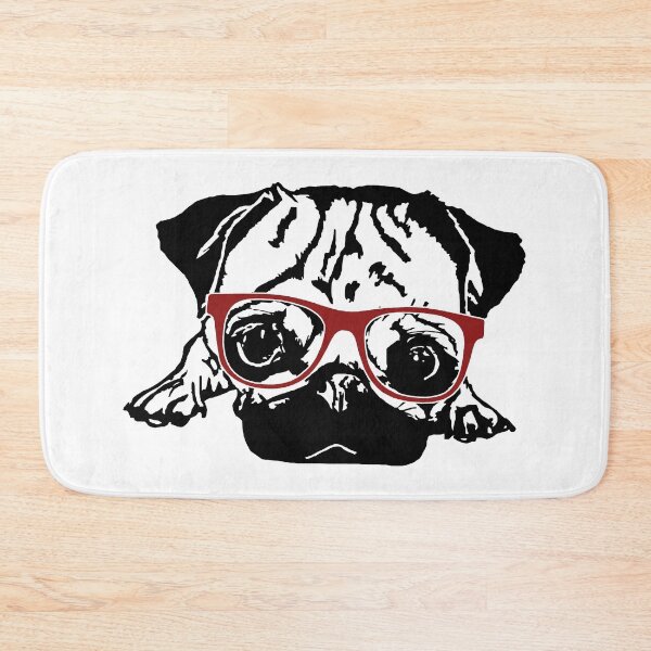 Item preview, PUG PUPPY FACE WITH RED GLASSES designed and sold by G4eighty.