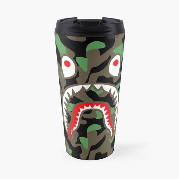 Black & Green Face Bape | Camoflage Graphic Design for Shirt, Sticker, Mug, Phone Covers and more. Travel Mug