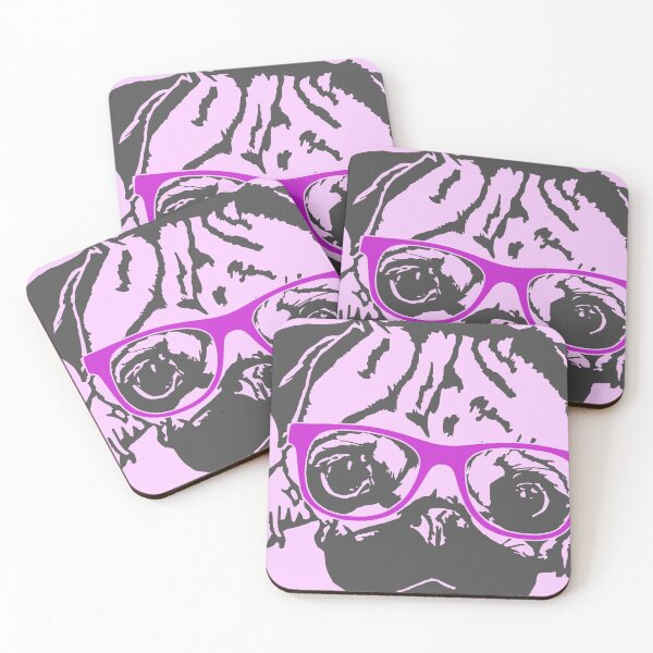 Item preview, PUG FACE WITH GLASSES designed and sold by G4eighty.