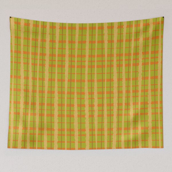 Item preview, Retro Picnic 50s 60s 70s Plaid Stripes - Watercolor Striped Pattern in Lime Green, Orange, and Brown designed and sold by kierkegaard.