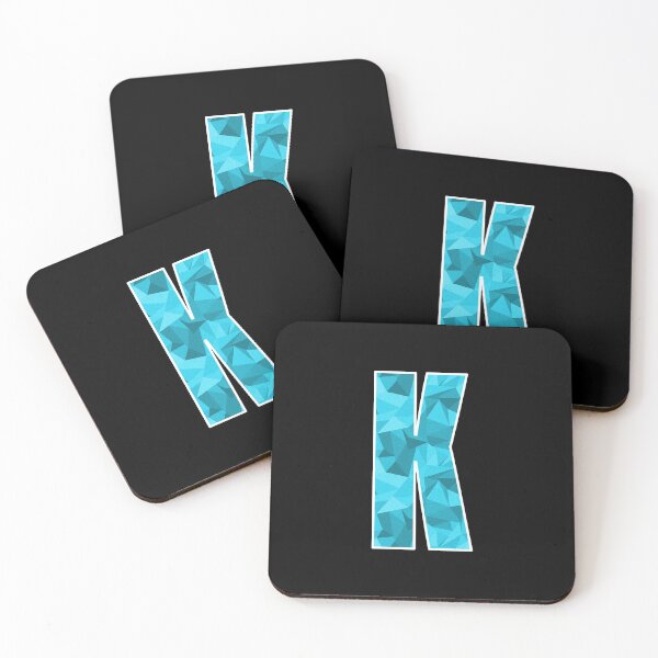 Item preview, Letter K, Monogram Letter Art of Cyan Blue Triangle Pattern designed and sold by dylanxh.