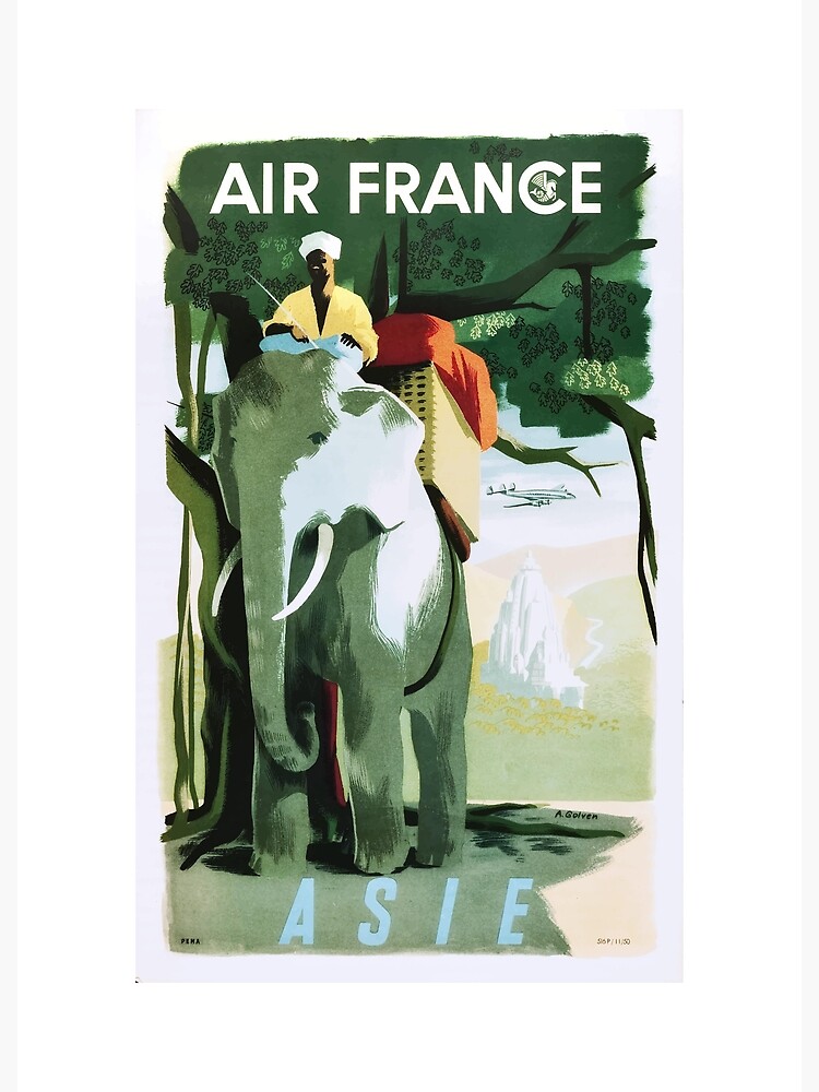1950 ASIA Air France Travel Poster