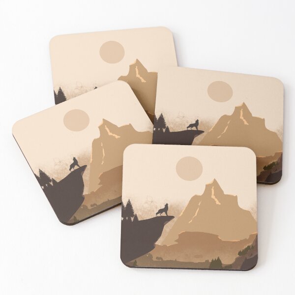 Item preview, Wolf Howling on a Cliff. Flat style in brown designed and sold by Mount-Molehill.