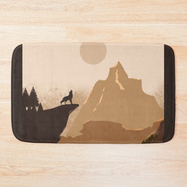 Item preview, Wolf Howling on a Cliff. Flat style in brown designed and sold by Mount-Molehill.