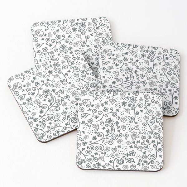 Item preview, Flower meadow summer (black and white) designed and sold by frangipaniarts.