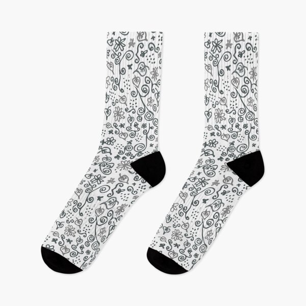 Item preview, Flower meadow summer (black and white) designed and sold by frangipaniarts.