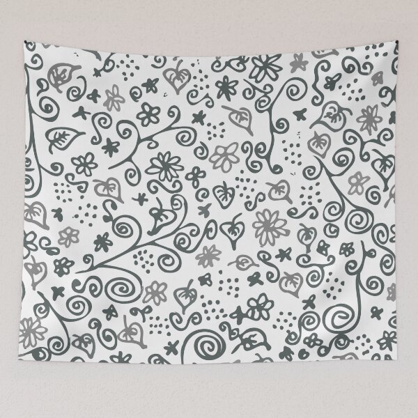 Item preview, Flower meadow summer (black and white) designed and sold by frangipaniarts.