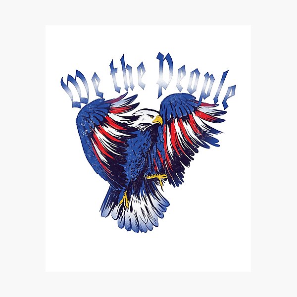 Vintage Bald Eagle Patriotic US USA The Preamble Constitution Photographic Print