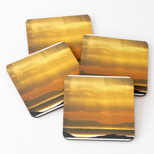 Item preview, Golden Sunset Sky Silhouette Hills Sea Landscape designed and sold by Anna Lemos.
