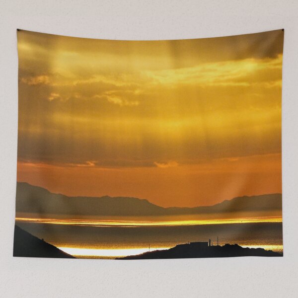 Item preview, Golden Sunset Sky Silhouette Hills Sea Landscape designed and sold by Anna Lemos.