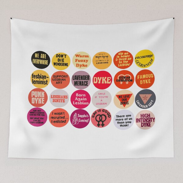 Item preview, vintage lesbian buttons designed and sold by Lauren Levensaler.