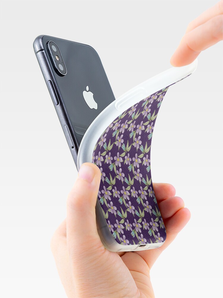 Alternate view of May Flowers in Teal and Purple iPhone Case