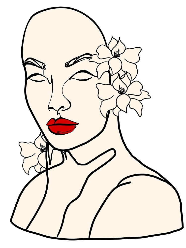 Woman Floral Minimal Line Art Photographic Print By Tanvei Redbubble