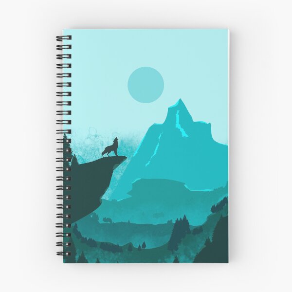 Item preview, Wolf Howling on a Cliff. Flat style in teal. designed and sold by Mount-Molehill.