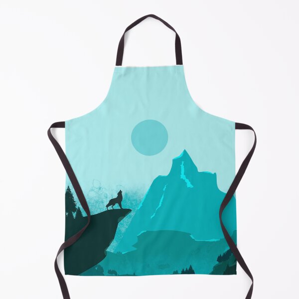 Item preview, Wolf Howling on a Cliff. Flat style in teal. designed and sold by Mount-Molehill.